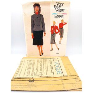 Vogue Pattern Service Kasper 2348 Sz 8 Misses Jacket Blouse Skirt Vintage Uncut